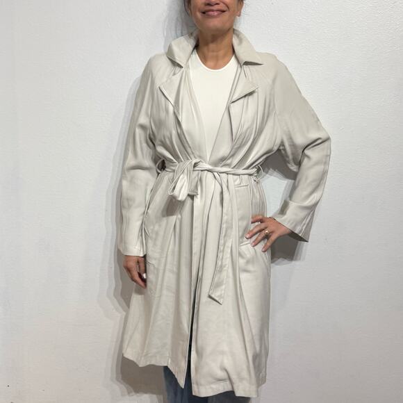 Fore Khaki Belted Lightweight Trench Coat Sz M - Picture 7 of 16